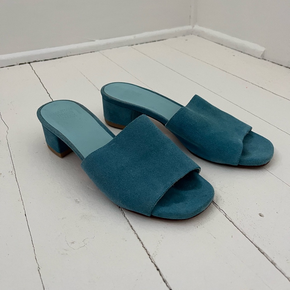 Maryam Nassir Zadeh MNZ Sophie Turquoise Slides Size 6